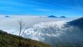 View of the sea of Ã¢â¬â¹Ã¢â¬â¹clouds on Mount Sindoro, Temanggung, Central Java, Indonesia Royalty Free Stock Photo